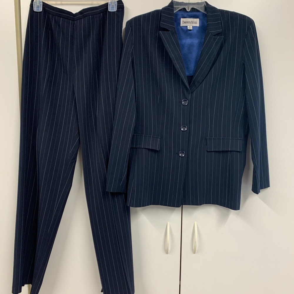 Danny & Nicole Pinstripe Suit Navy Blue - sz 12